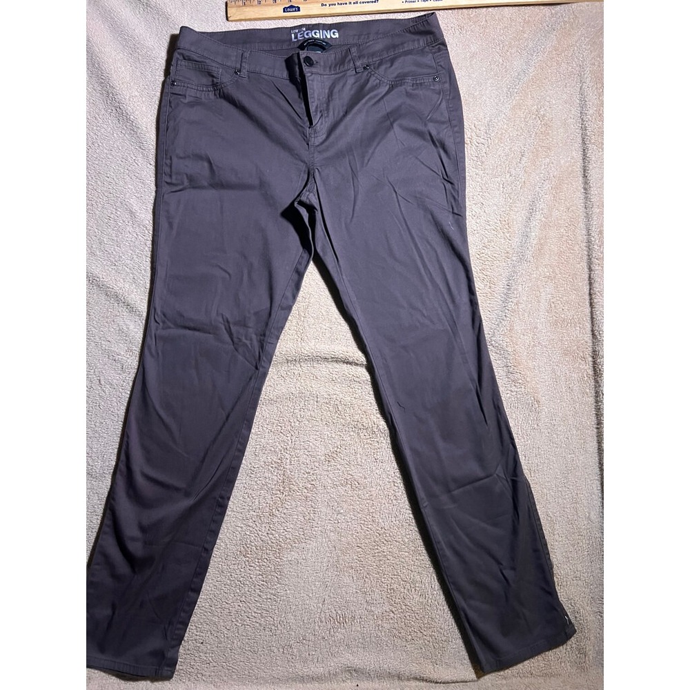New York & Company Women 12 Avg Brown Low Raise Button Zip Pocket Ankle Leggings